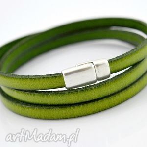 handmade bransoletka skórzana magnetoos triple greeny