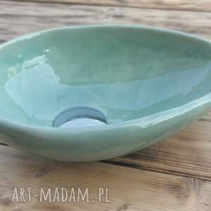 Seledynowa mini umywalka ceramiczna handmade