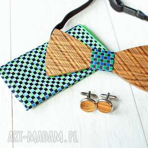 handmade muchy i muszki zestaw drewniana muszka poszetka spinki straps