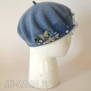 handmade dodatki beret błękitny