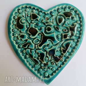 handmade ceramika serce turkusowe