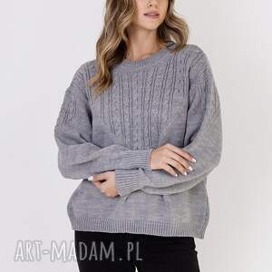handmade swetry sweter w charakterze bluzy - swe322 szary mkm