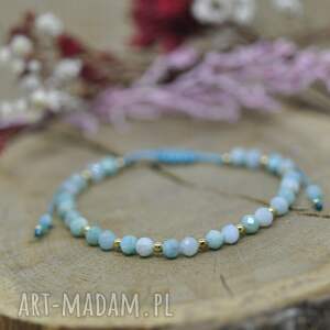 bransoletka z kamieniem naturalnym - amazonit, srebro pozłacane