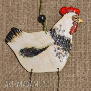 Kogut wiszący ceramiczny, kura dekoracja