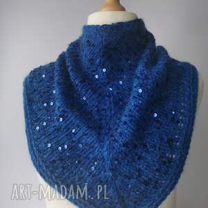 bandana z cekinami, modny dodatek, prezent dla niej, modne cekiny, chabrowy