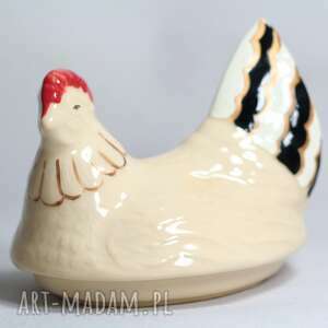 kurka ceramiczna - kolor biało czarny, kura, dekoracja wielkanoc, ceramika