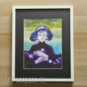 kosmiczna energia akwarela oprawiona w ramę, obraz ramce, kobiedy portret