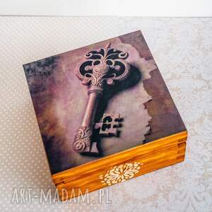 pudełko drewniane - klucz do serca, miłość rocznica smokus pokus
