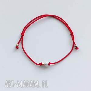 Okrąg bransoletka handmade z perłą słodkowodną i szklanymi koralikami