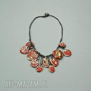 naszyjnik czerwone pastylki, kolia, uniwersalny unikatowy, prezent