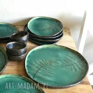handmade ceramika zestaw talerzy do sushi - paprocie