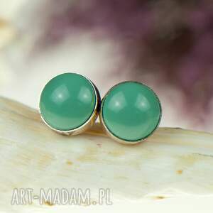 sztyfty z perłami swarovskiego d080 zielone kolczyki