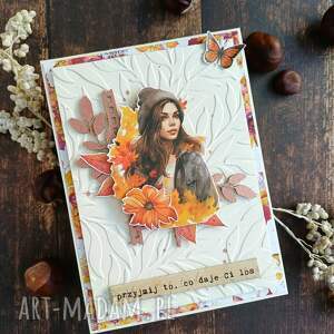 Kartka uniwersalna motywacyjna - jesieniara 2 jesień, kobieta, unikatowa