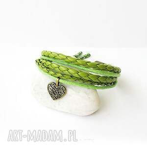 bransoletka - green heart rzemienie, serce prezent, ekologiczna sznurki