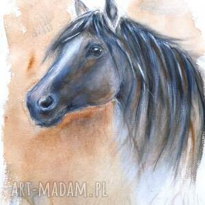koń - akwarela, obraz konia prezent, konik
