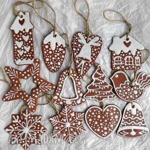 handmade święta upominki zestaw z 12 sztuk ceramicznych ozdób choinkowych/