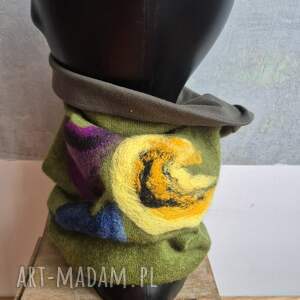 komin tuba wełniany filcowany - wymiary uniwersalne 39cm na 30cm