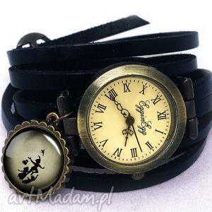 ręcznie wykonane zegarki piotruś pan - zegarek / bransoletka na skórzanym