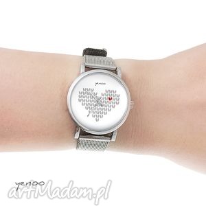 zegarek, bransoletka - serce dziergane mały, skandynawskie, prezent