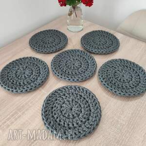 komplet podkładek szydełkowych ze sznurka 6szt - 17cm, podkładki szydełkowe