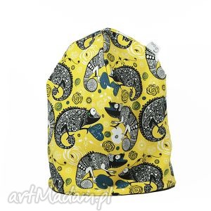ręcznie wykonane czapki ciepła czapka żółty kameleon