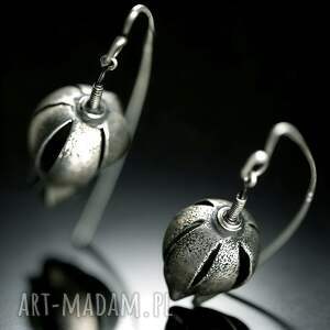 srebrne wiszące kolczyki tulipany xl size, biżuteria autorska