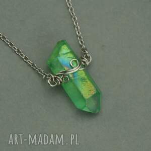 ręcznie zrobione naszyjniki naszyjnik minimalistyczny talizman kryształ górski zielony