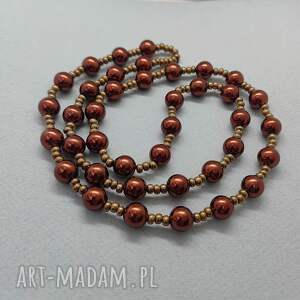 naszyjnik perły czekoladowe szklane metalizowane - korale dla mamy prezent, korale