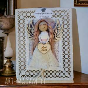 handmade dekoracje anioł stróż babci ażurowa ramka 2