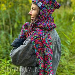 szal merino 34 czarne kolorki szalik z włóczki premium