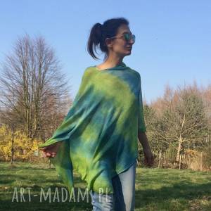 handmade poncho narzutka lniana niebo i ziemia