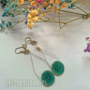 kolczyki zielone łezki lekkie idealne na party