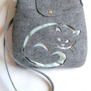handmade na ramię kot jasno - miętowy