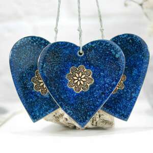 duże ceramiczne serce - kosmos niebieskie ozdoby dekoracje choinkowe