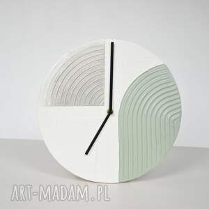 szarość/pistacja - 30 cm, zegar, strukturalny