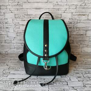 plecak miejski bucket bag czarny z turkusem kolorowe plecaki, handmade produkt