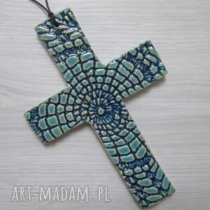 handmade ceramika koronkowy krzyż ceramiczny