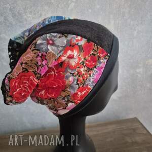 Czapka smerfetka patchworkowa na podszewce świetna na codzienne