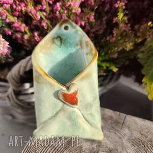 Ceramiczna koperta - liść mięty, dekoracja handmade