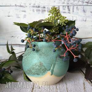 Turkusowy wazon ceramiczny handmade - dekoracja do domu