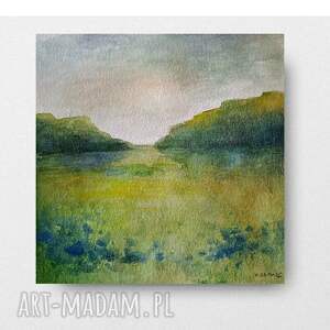 Łąka - oryginalna akwarela 20 x 20 cm