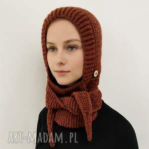 Balaclava kominiarka kaptur z szalikiem zamiast czapki handmade