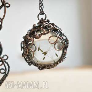 dmuchawiec - naszyjnik z prawdziwym dmuchawcem mamy wire wrapping