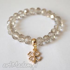 ręcznie zrobione bransoleta crystal swarovski beads&gold clover