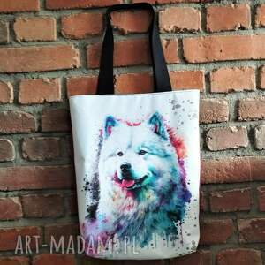 torba na prezent pies samoyed shopper wodoodporna wrzutka zakupowa, zwierzęce