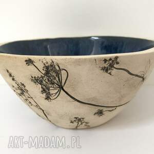 handmade ceramika miska z roślinami polnymi