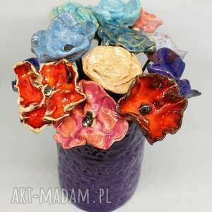 bukiet z kwiatów ceramicznych komplet 8 szt ceramiki ozdoba domu ogrodu kwitną