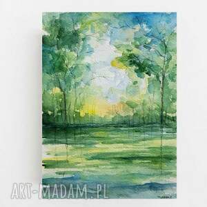 WIOSENNY PEJZAŻ - akwarela A5