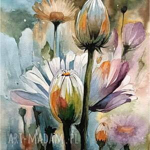 poezja kwiatów, akwarela 24x32 cm abstrakcja, natura