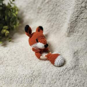 handmade zabawki szydełkowa grzechotka lisek dla niemowląt idealna do stymulacji